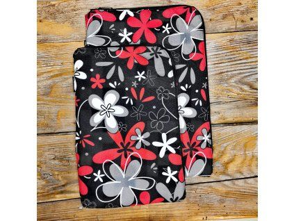 Obal na notebook - červeno čierne kvety