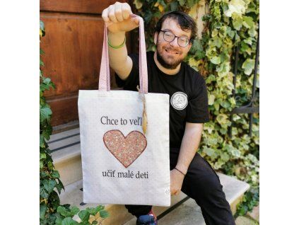 Darček pre pani učiteľku - taška - ružové srdce