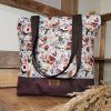 Taška na zips - jemné kvety s fialovou - veľká