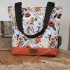Taška na zips - kvietky s oranžovou - malá